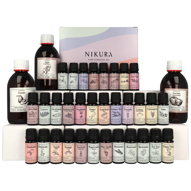 Mega Bundle | Collection of 32 x 10ml Essential Oils & 3 x 250ml Carrier Oils