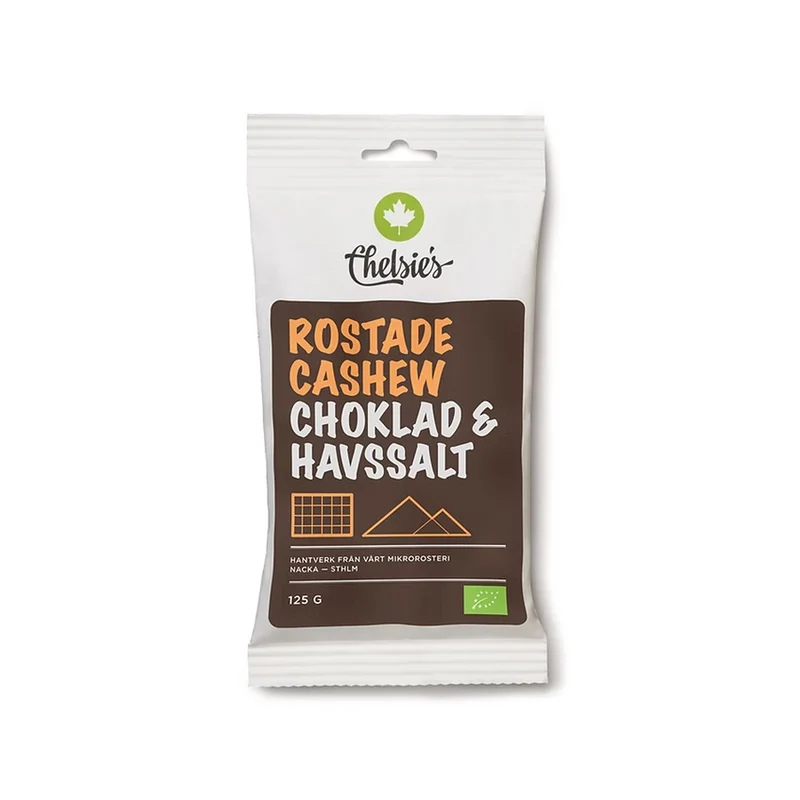 Chelsie's Rostade Cashew Choklad & Havssalt, 125 g Eko