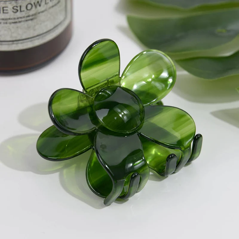 TheDivaSoap - Acetate Cute Flower Hair Claw Clip, Eco-Friendly: Green / 2.75"