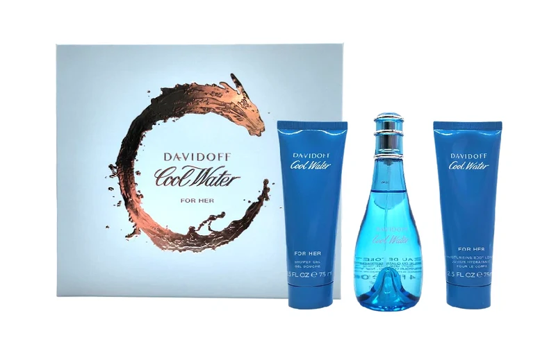 Set Cool Water 3 Pc For Woman Edt 3.4oz Spray