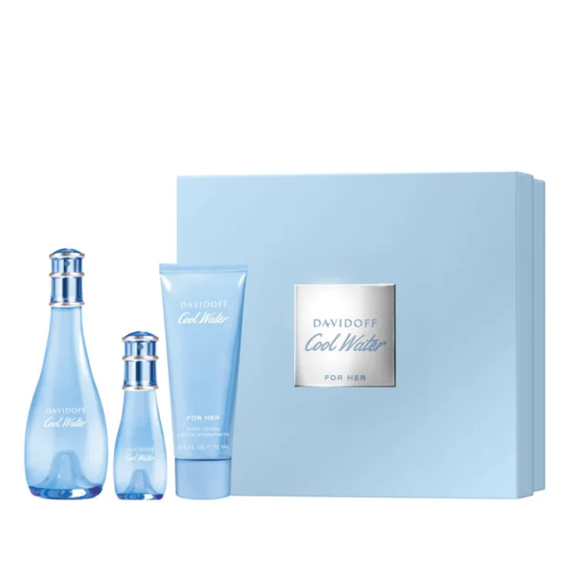 Set Cool Water 3pc For Woman Edt 3.4oz Spray
