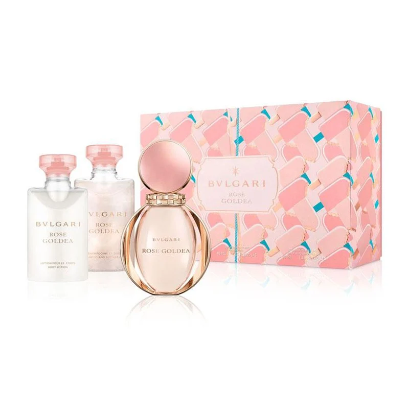 Set Bvlgari Rose Goldea 3pc.Edp 1.7oz Spray + 1.35oz Body Milk + 1.35oz Shower Gel