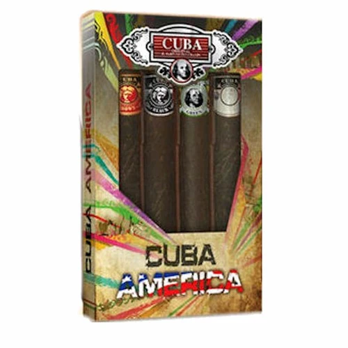 Set Cuba America For Men 4pc Edt 1.17 oz Spray Black,Grey,Green & Brown