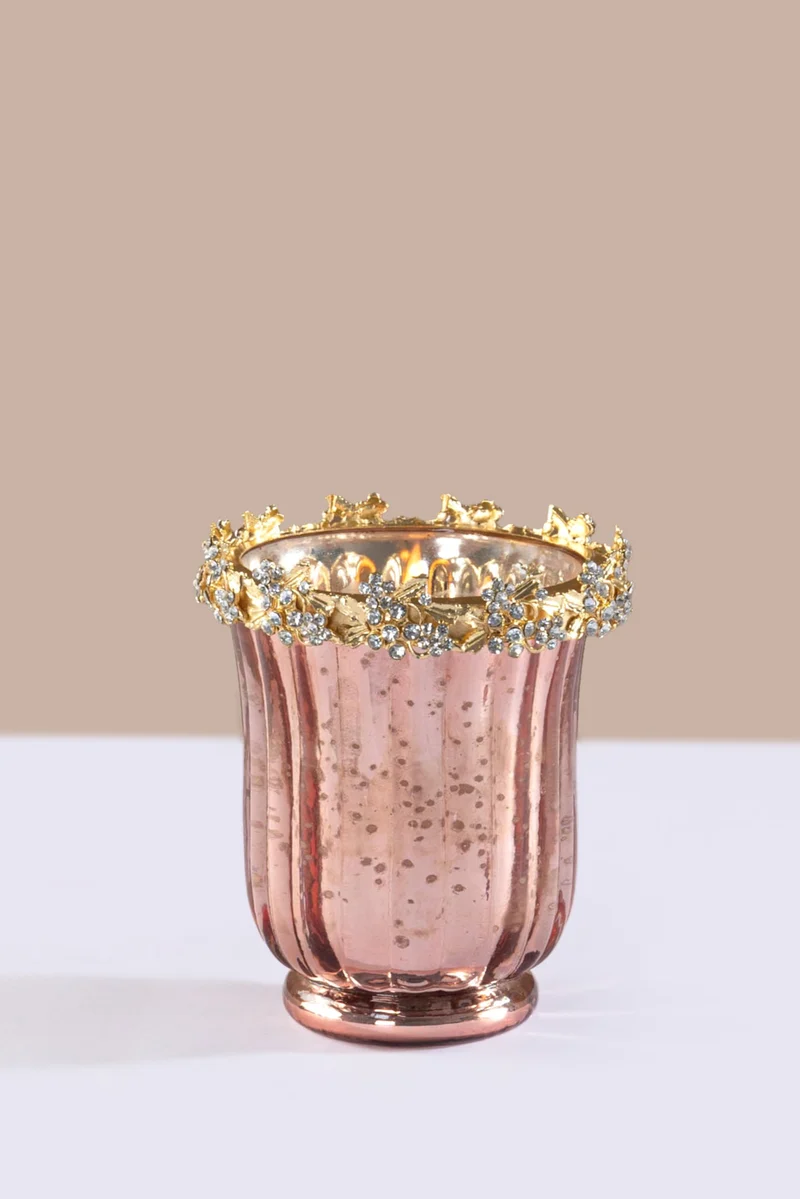 Jewel Bloom U-Glass Candle · Rose Gold