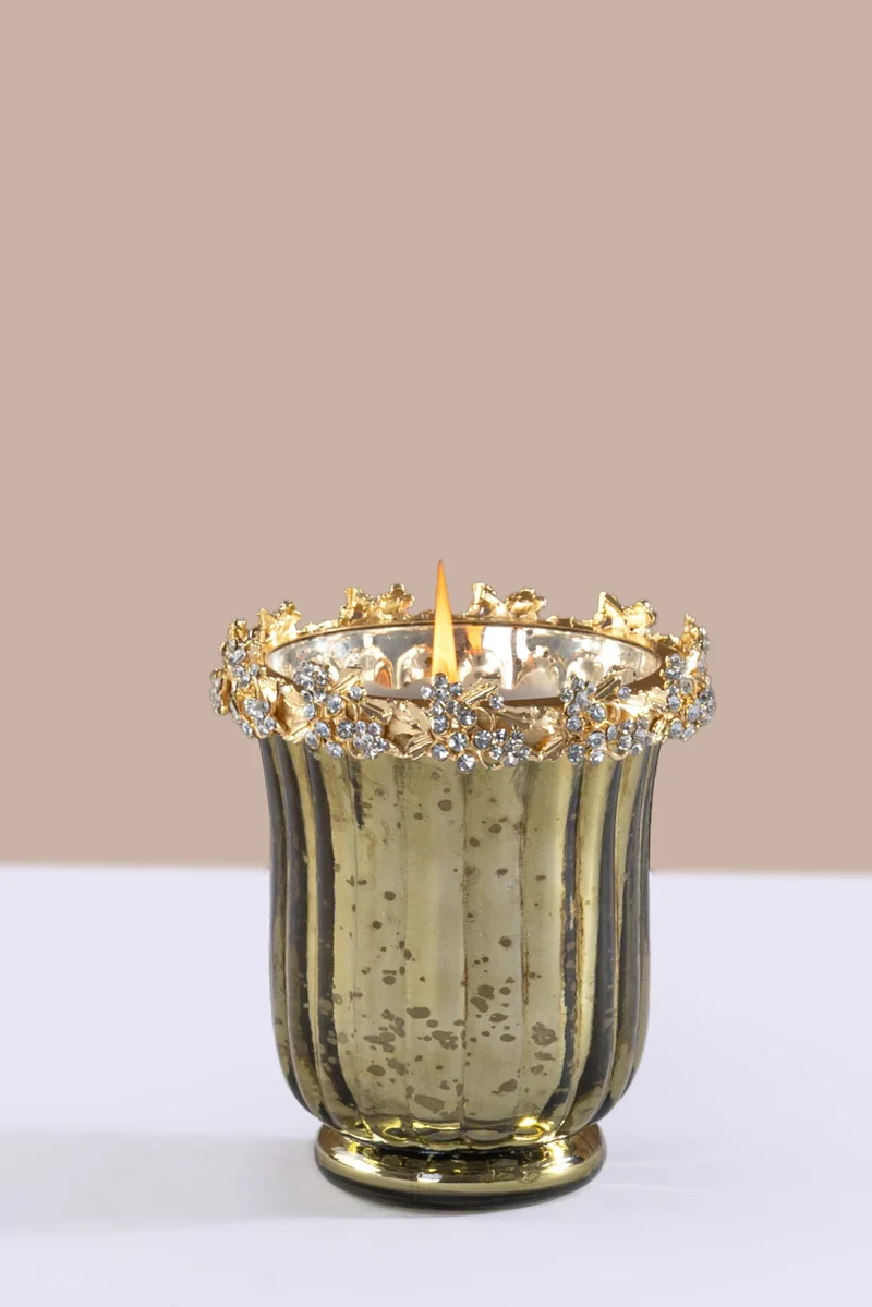 Jewel Bloom U-Glass Candle · Green