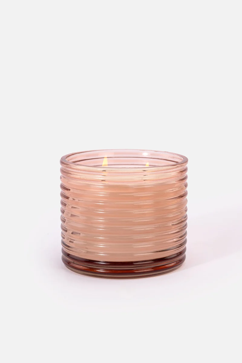 Ripples Cylinder Candle · Coral