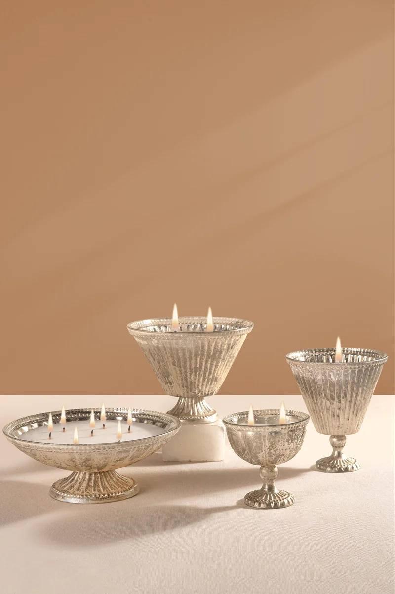 Heritage Heirloom Footed & Bowl Candle · Silver · Gift Set of 4