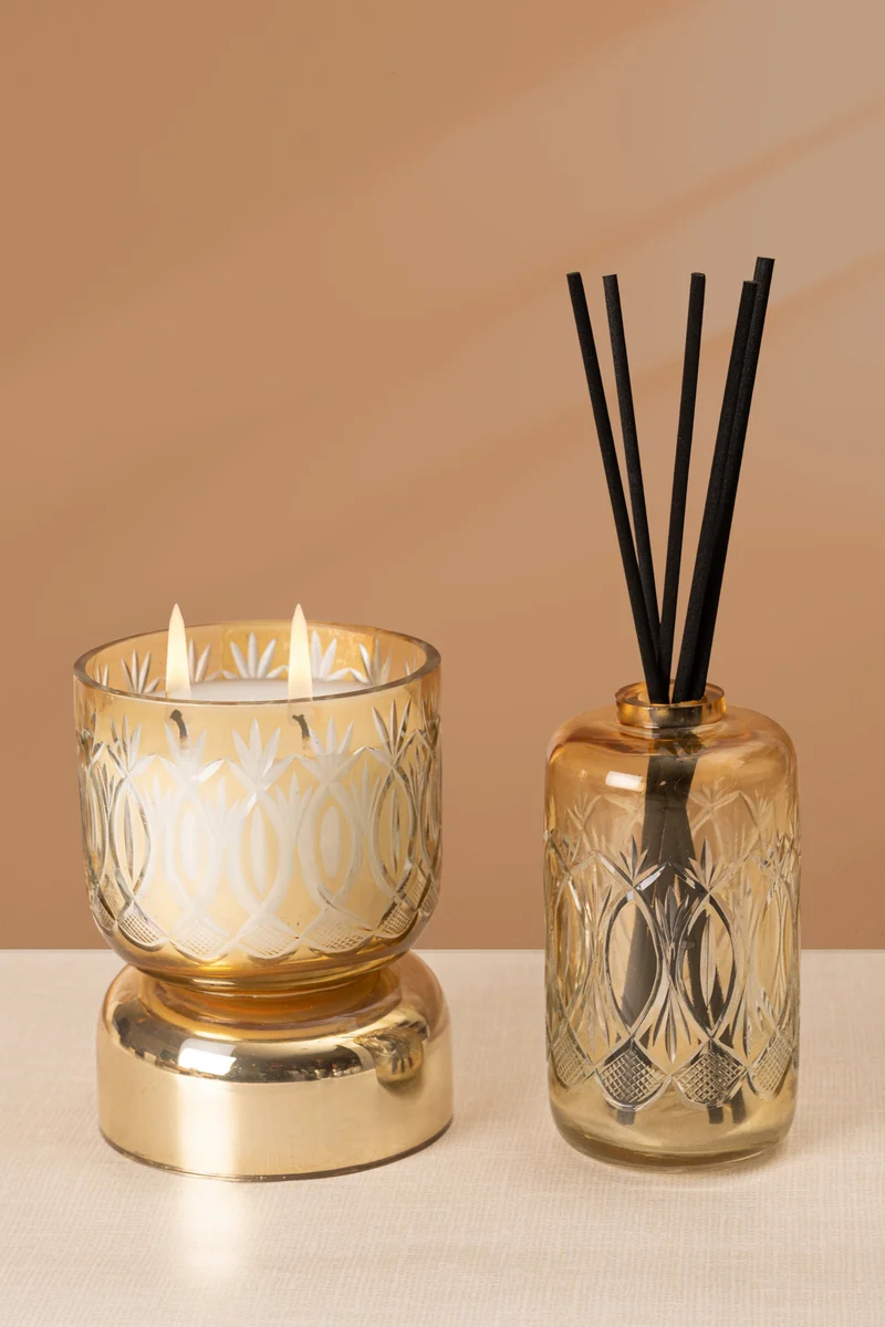Royal Haze Votive Candle & Diffuser · Gold · Gift Set Of 2