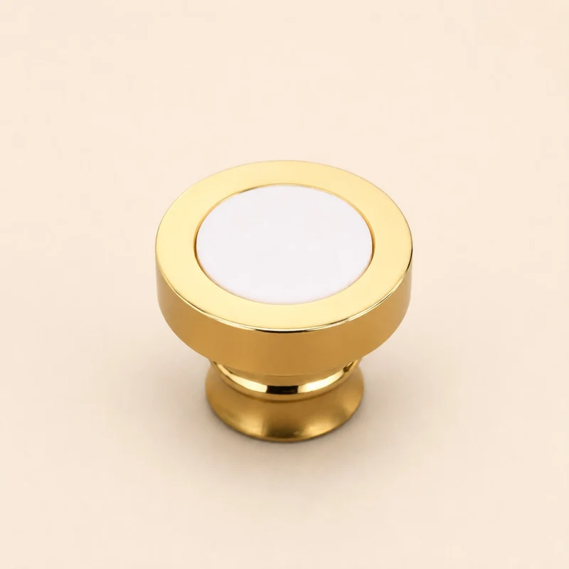 Perfume Tops - White+Gold Circle Top T Cap - Wholesale Perfume Cap, FEA 15