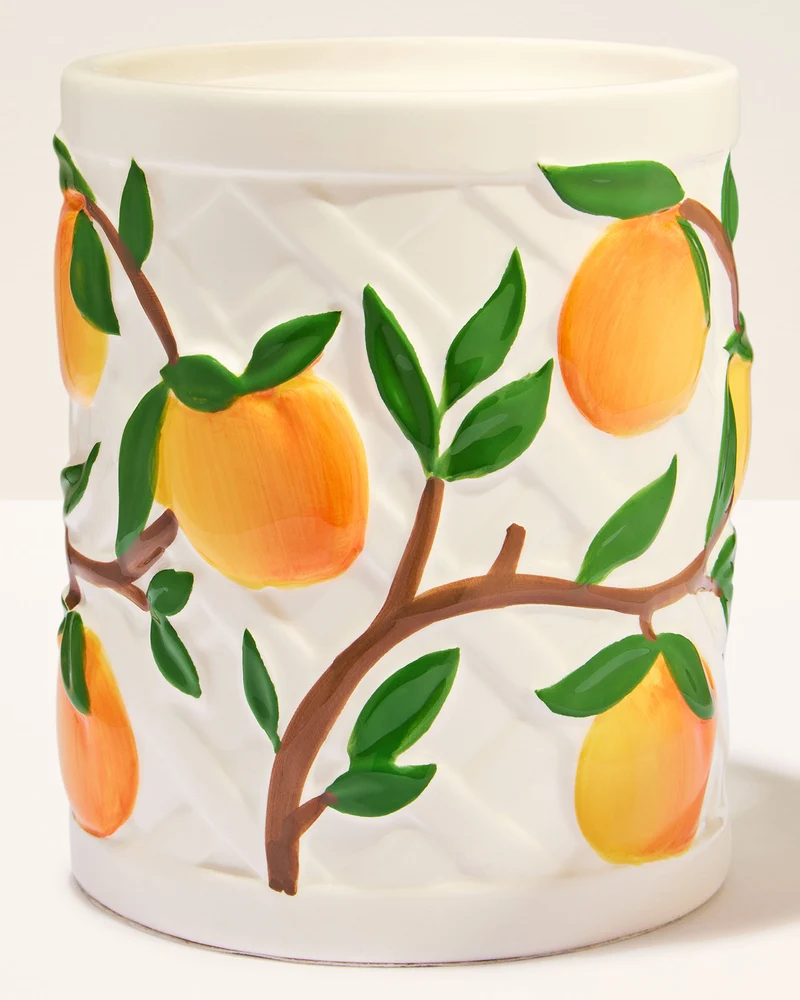 Vera Bradley Peach Pedestal 3-Wick Candle Holder