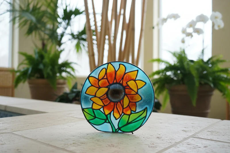 Stain Glass Candle holder (Sunflower)