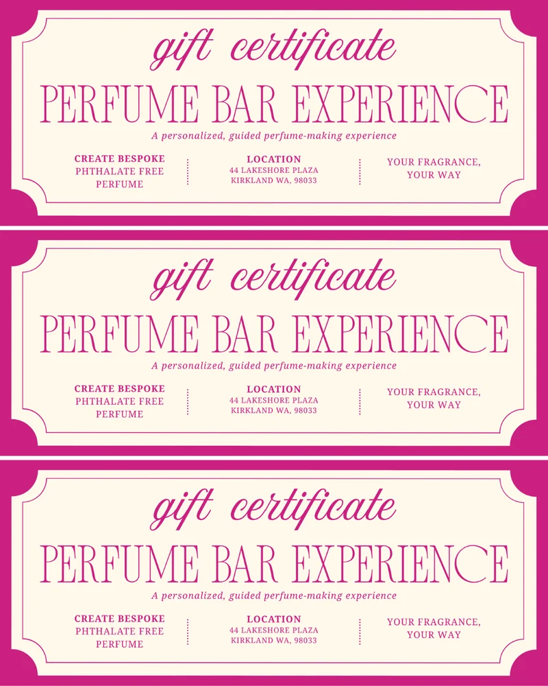 Perfume Making Experience Gift Certificate