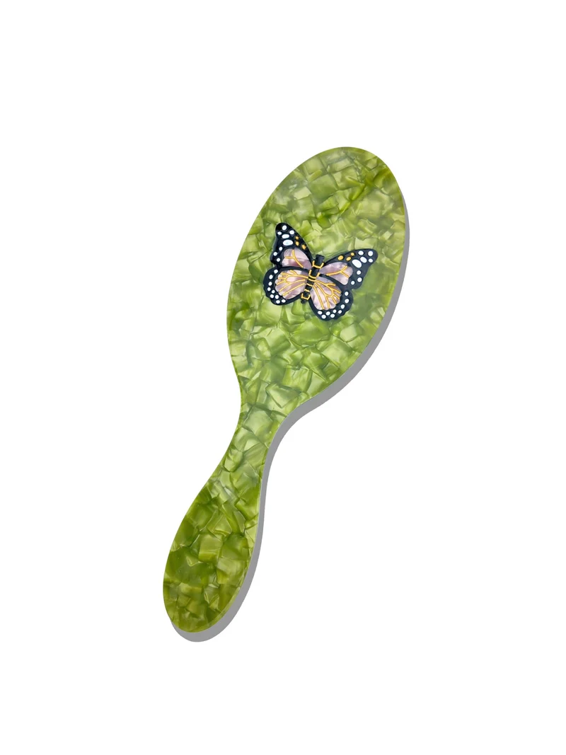 Solar Eclipse - Hand-painted Pink Butterfly Amazing Hair Day Brush