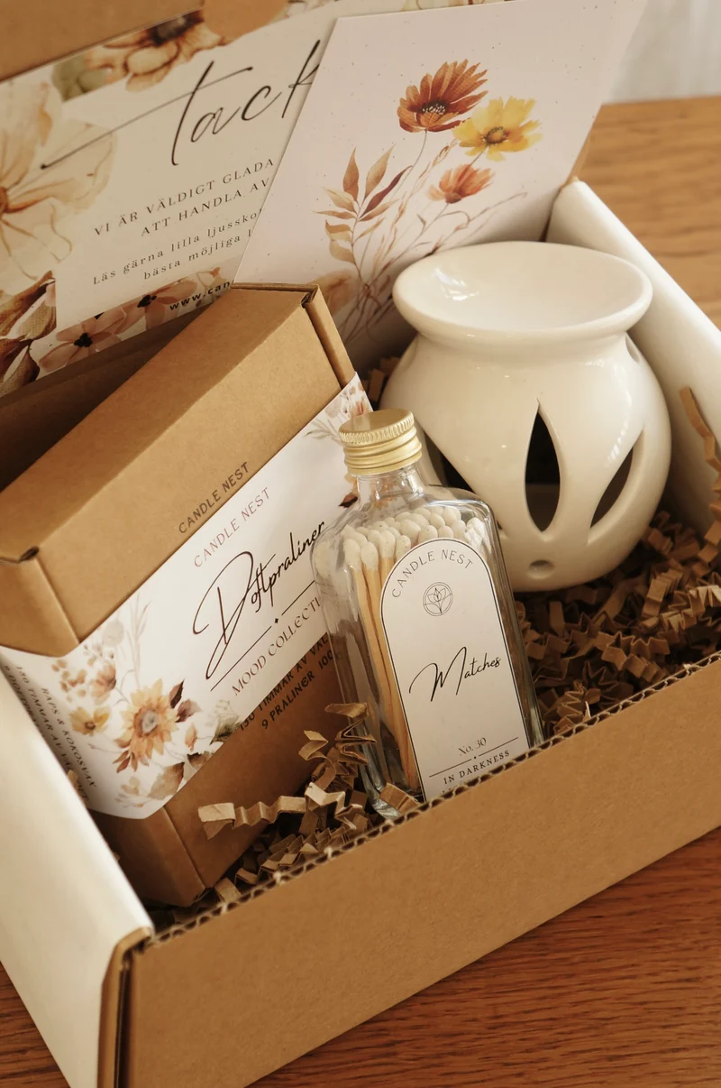 Self care presentbox med doftvax & aromalampa – Doftpraliner™ startkit