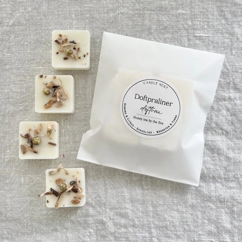Doftvax – söta tobaksblad & honung för aromalampa – Honey Tea by the Fire (4 Doftpraliner™)