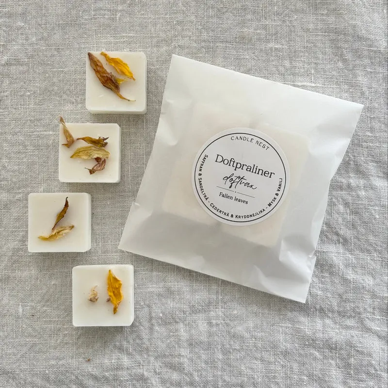 Doftvax – sandelträ, vanilj & mysk för aromalampa – Fallen Leaves (4 Doftpraliner™)