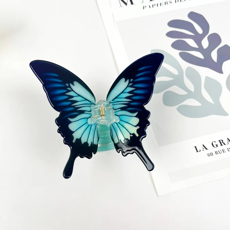 TheDivaSoap - Acetate large butterfly hair clip animal claw clips: Blue