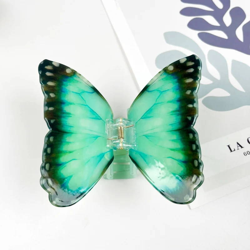 TheDivaSoap - Acetate large butterfly hair clip animal claw clips: Green