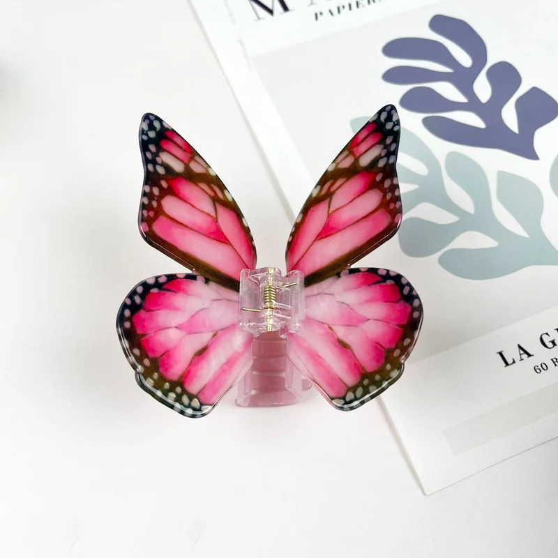 TheDivaSoap - Acetate large butterfly hair clip animal claw clips: DarkPink