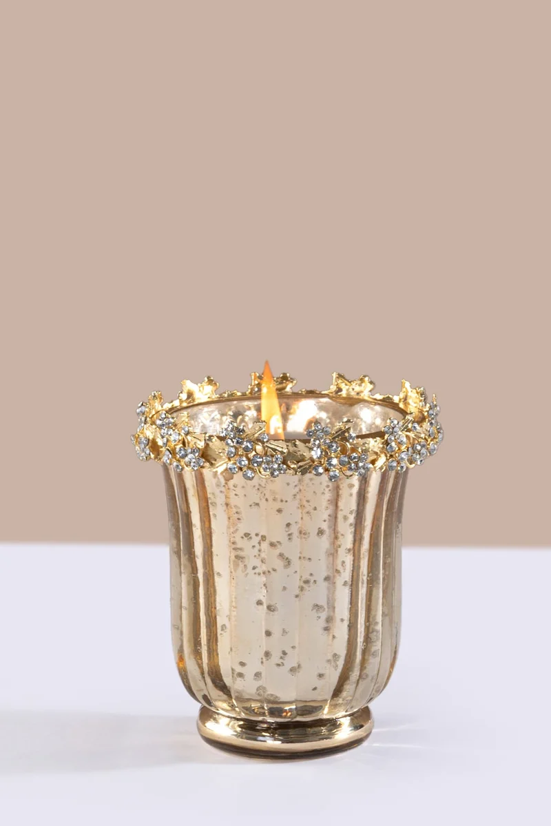 Jewel Bloom U-Glass Candle · Amber