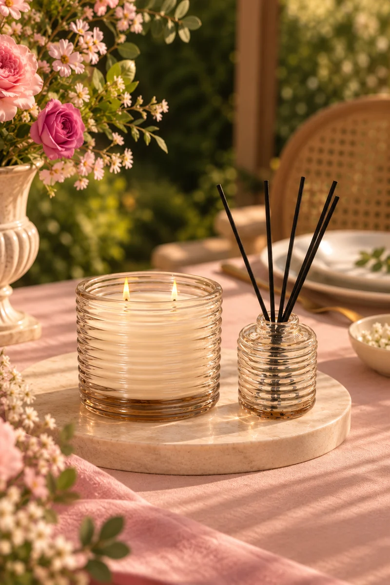Ripples Cylinder Candle & Diffuser · Sunflare · Gift Set of 2