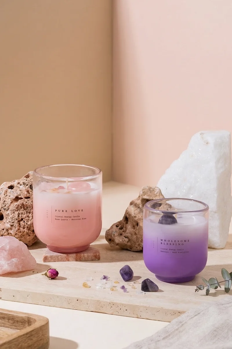 Crystal Energy U-Glass Candle · Gift Set of 2