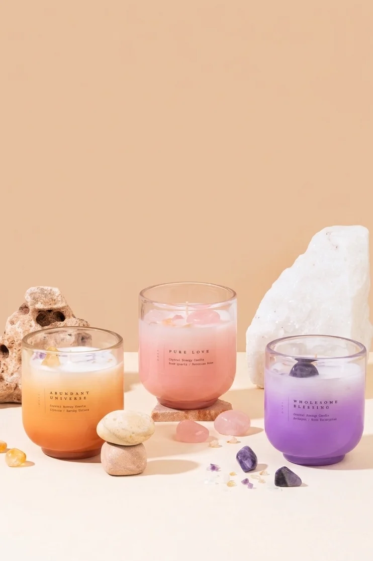 Crystal Energy U-Glass Candle · Gift Set of 3