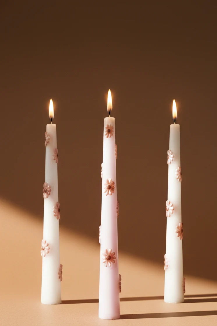 3D Blossom Taper Candle · Gift Set of 3