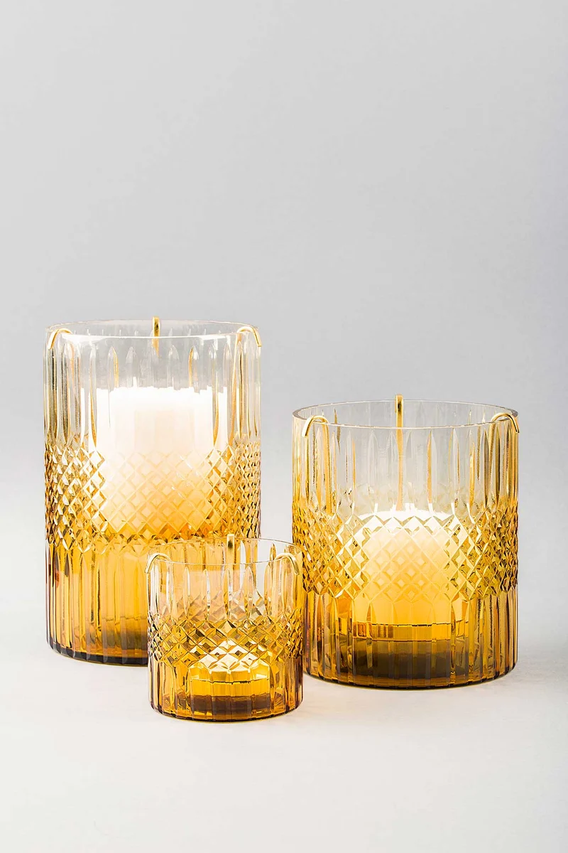 Royal Cut Glass Hurricane Candle · Yellow