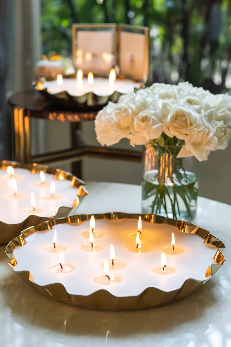 Flower Tray Candle · Gold