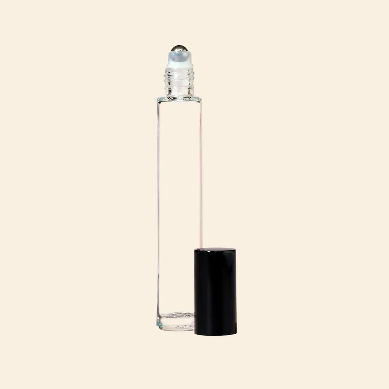10ml Roll-on Bottles Wholesale - Round Tall Bottle + Black Top
