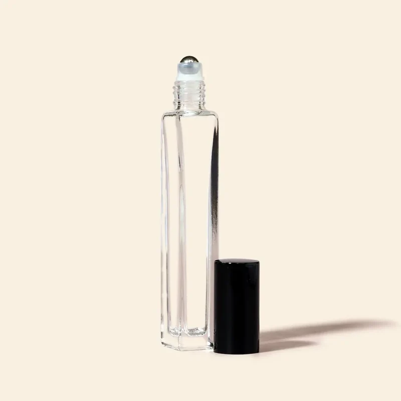 10ml Roll-on Bottles Wholesale - Square Tall Bottle + Black Top