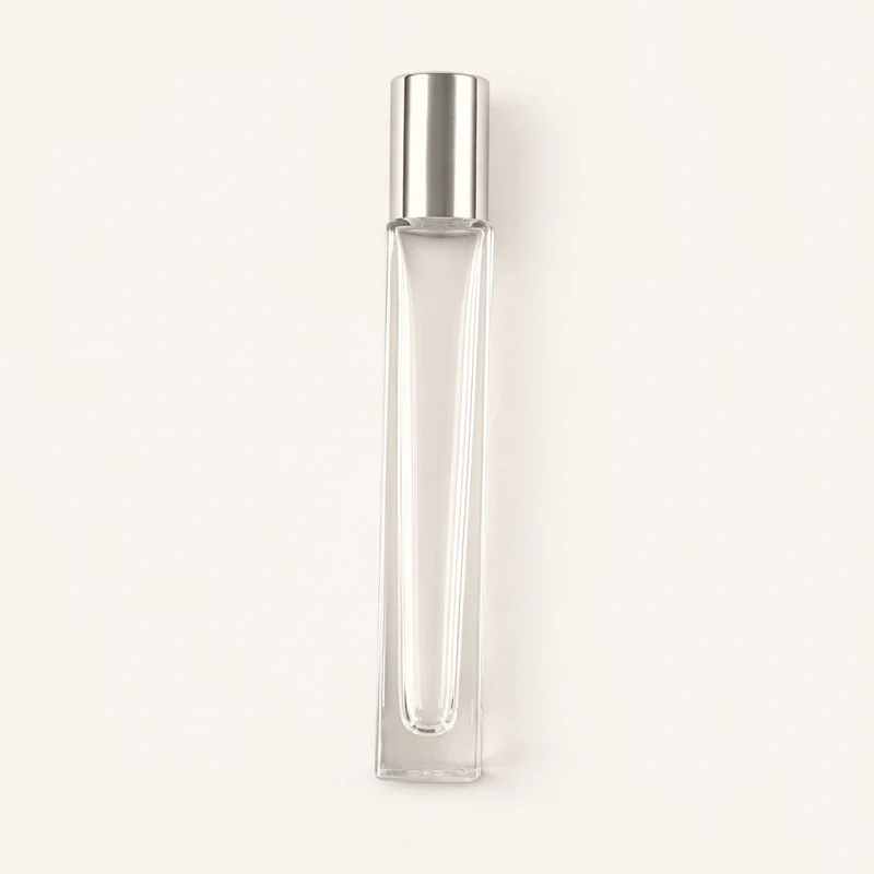 10ml Roll-on Bottles Wholesale - Square Tall Bottle + Silver Top