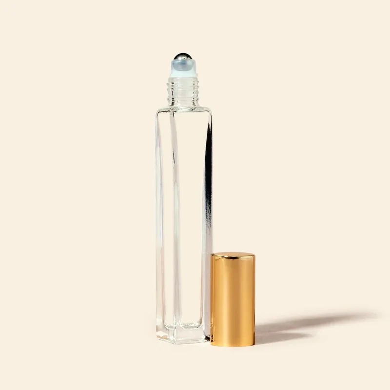 10ml Roll-on Bottles Wholesale - Square Tall Bottle + Gold Top