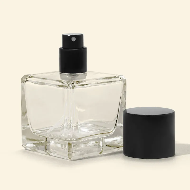 50ml Perfume Bottles Wholesale - Cube + Black Top, Bulk Glass Perfume Bottles