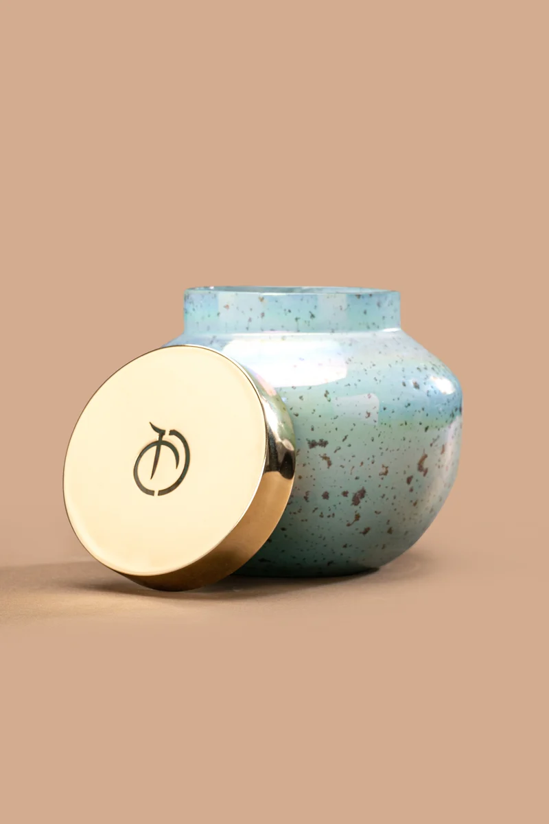 Earthy Glow Lid Jar Candle · Blue