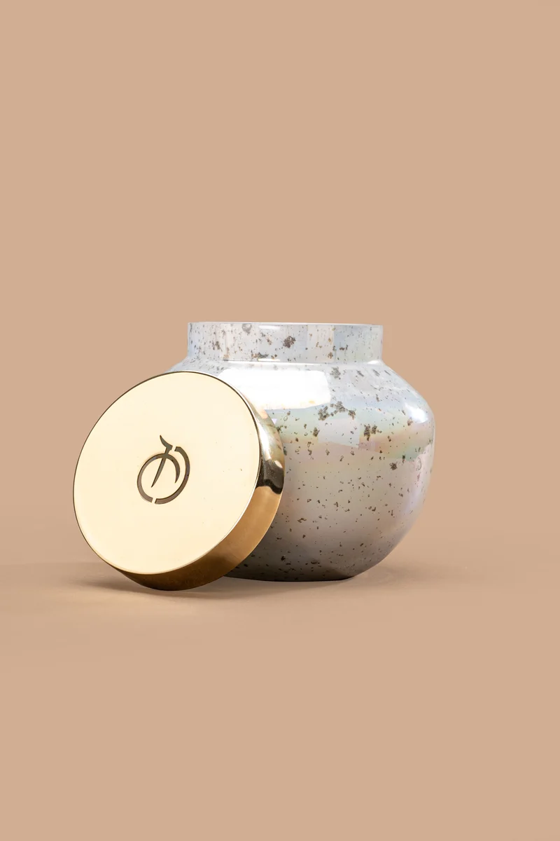 Earthy Glow Lid Jar Candle · Milky