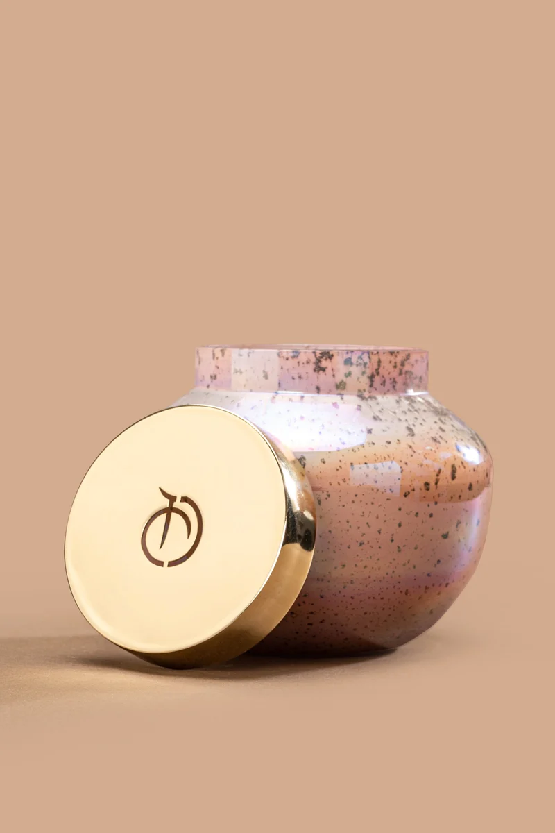 Earthy Glow Lid Jar Candle · Pink