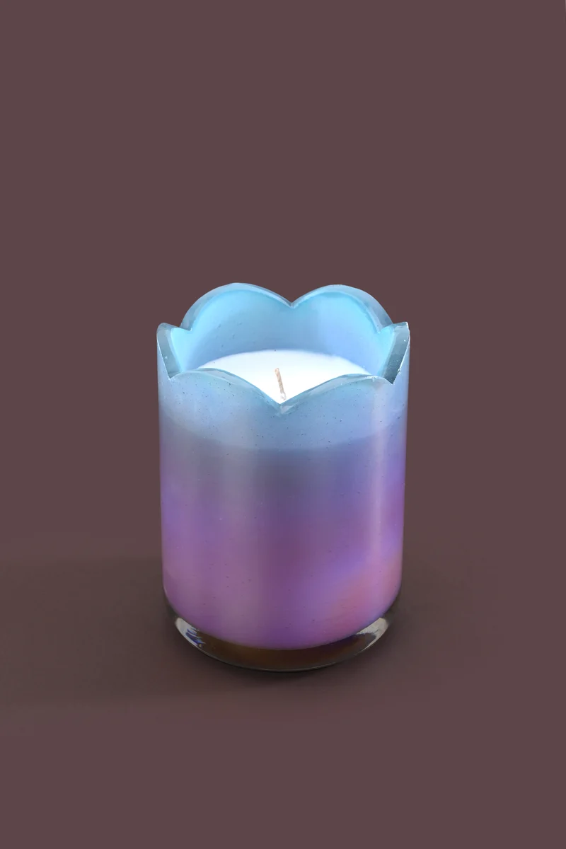 Sacred Lotus Cylinder Candle · Blue & Lavender