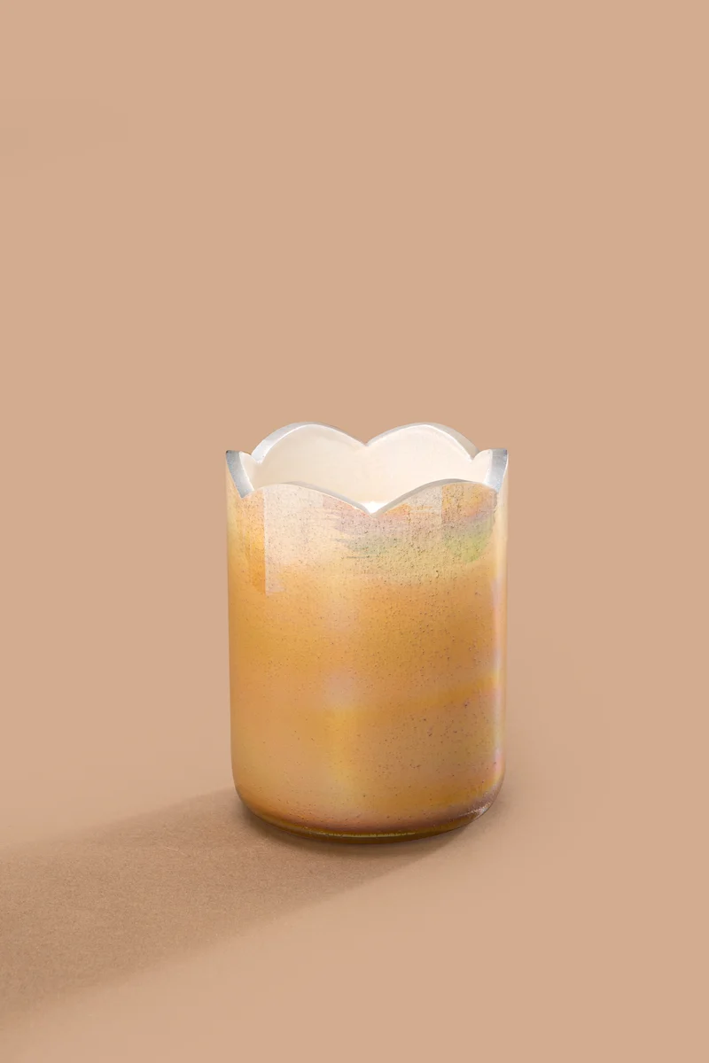 Sacred Lotus Cylinder Candle · Ivory & Gold