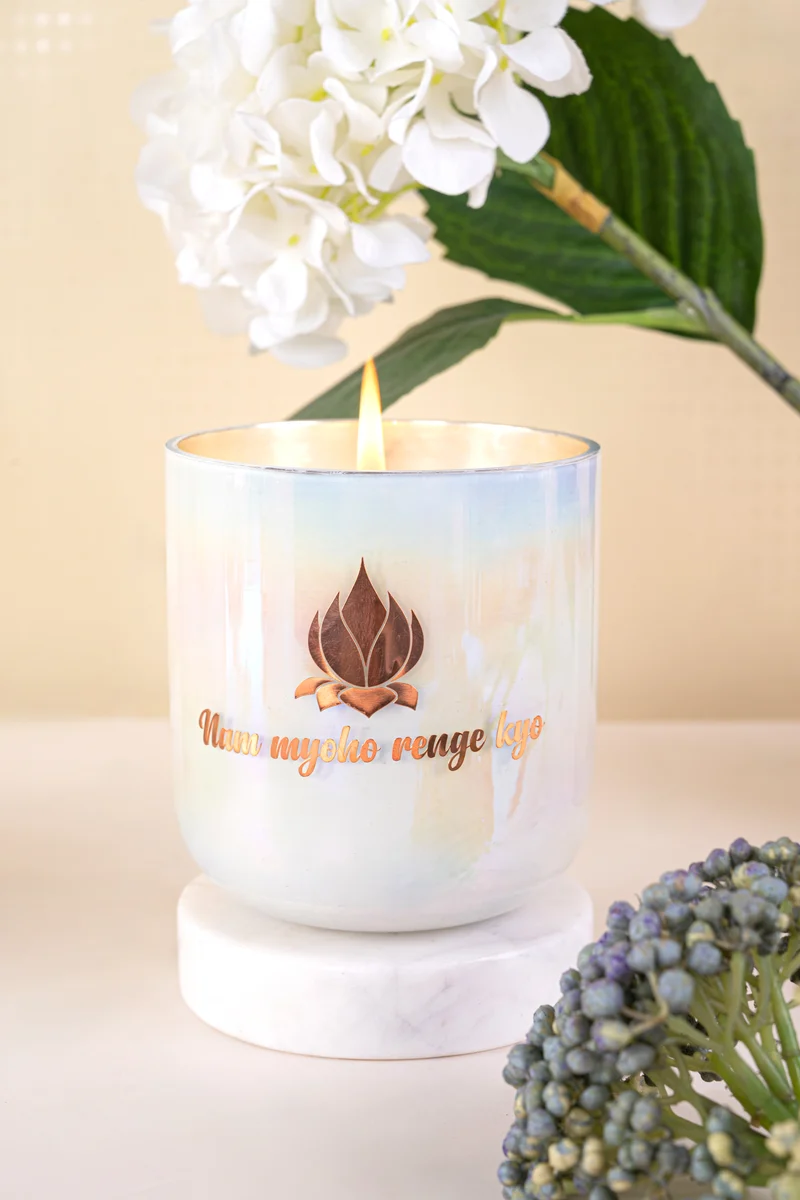 Buddhism Chant U-Glass Candle · White