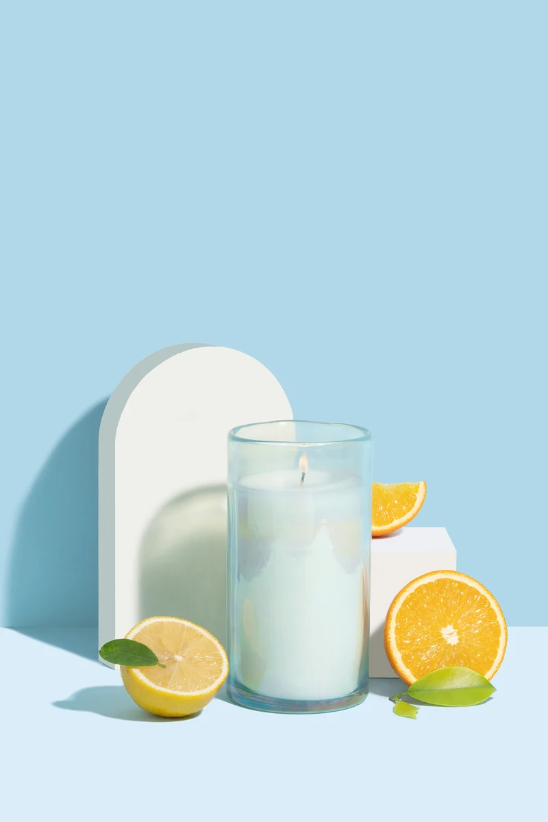 Lustre Cylinder Candle · Blue