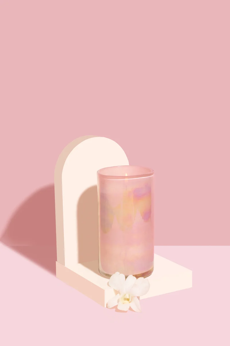 Lustre Cylinder Candle · Pink