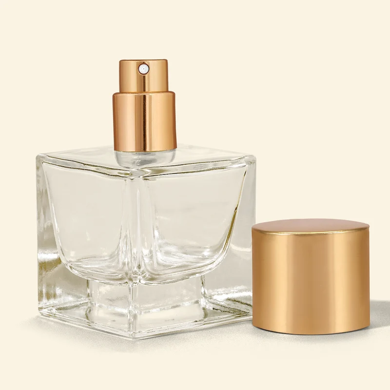 50ml Perfume Bottles Wholesale - Cube + Gold Top, Bulk Glass Perfume Bottles
