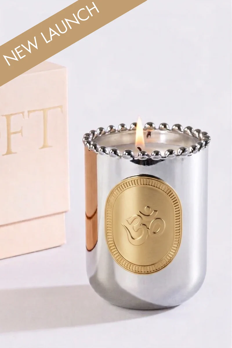 Inaara Om U-Glass Candle · Silver