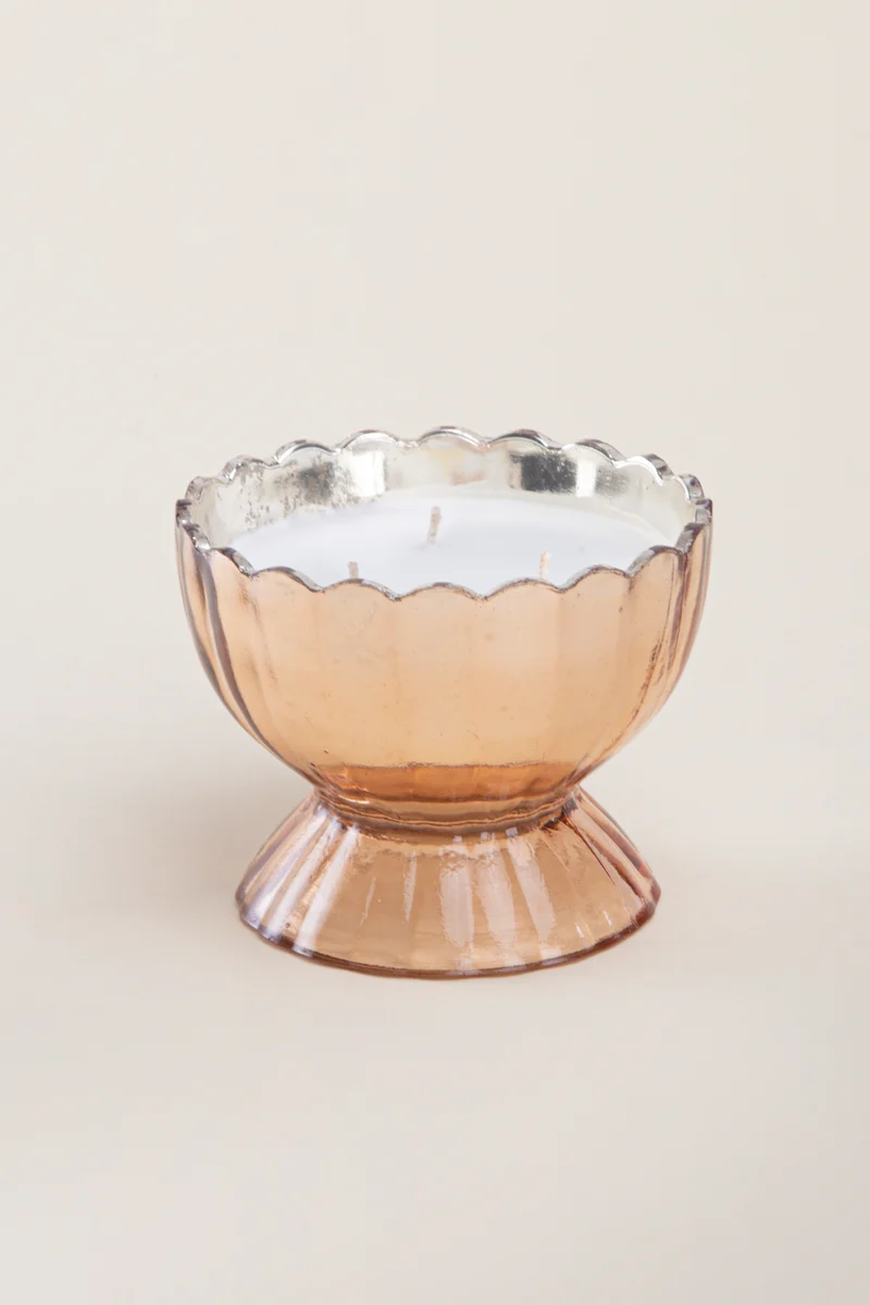 Lotus Footed Candle · Rose Gold