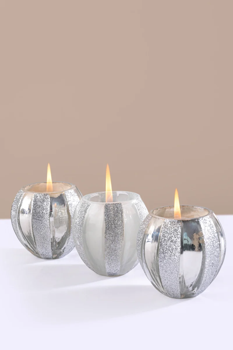 Silver Dusk Votive Candle · Silver · Gift Set of 3