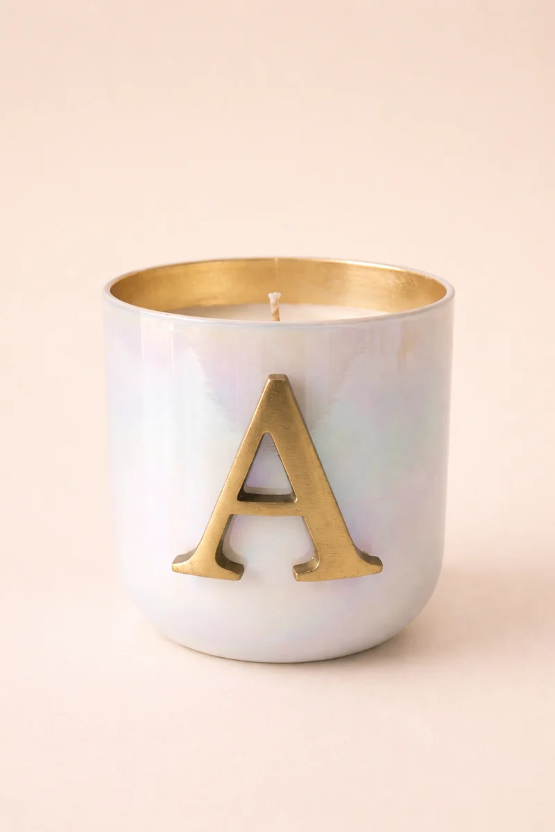 Initial U-Glass Candle · White