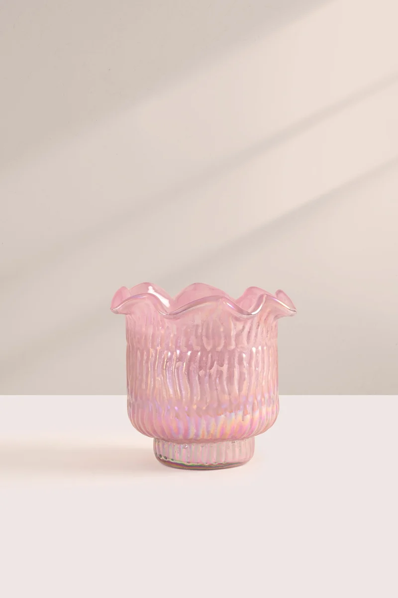 Flower Cut Votive Candle · Pink