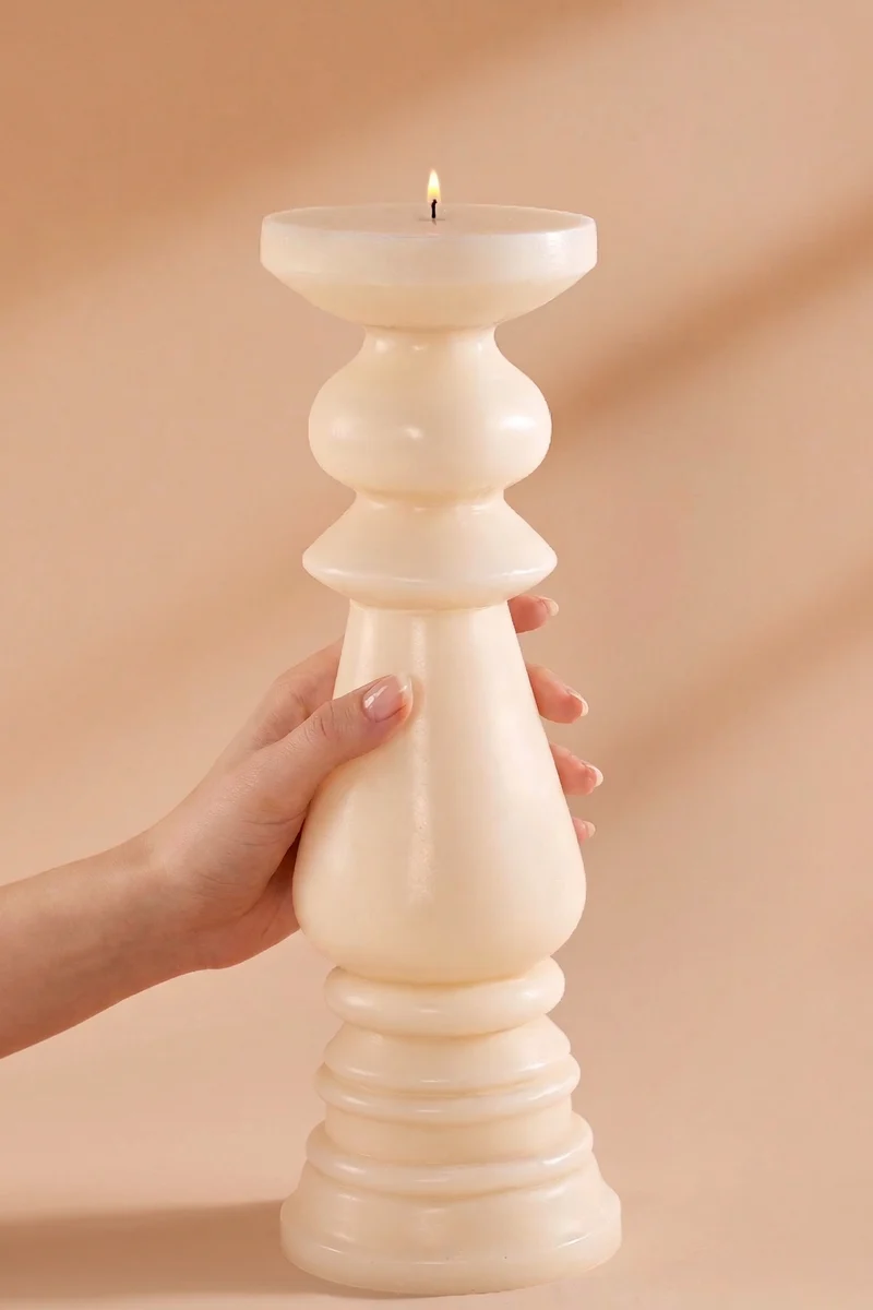 Modern Pillar Candle · Cashew